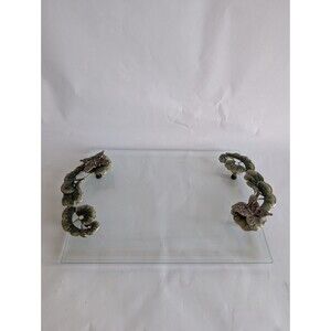 Butterfly Vanity Dresser TRAY Rhinestone Jeweled Enamel Flower Glass